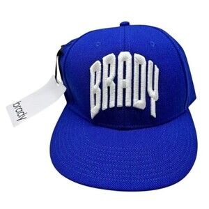 Tom BRADY BRAND Mens Fitted Hat Cap 59 Cm Blue White Logo NEW WITH TAGS!